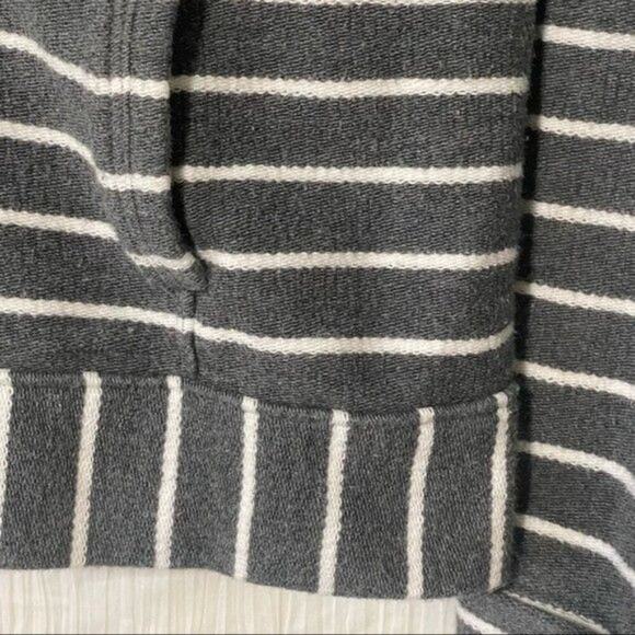 Ann Taylor Loft · Medium · Cotton Blazer · Snap Front Gray White Striped Jacket - Picture 8 of 9